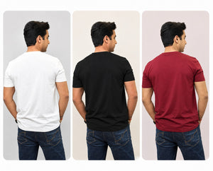 Premium Bio-Washed Cotton T-Shirt | Ultra-Soft Breathable Casual Tee Combo of 3