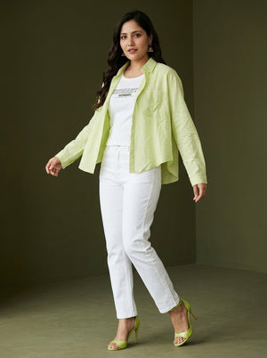 Relaxed Fit Overshirt with Back Pleat Detail