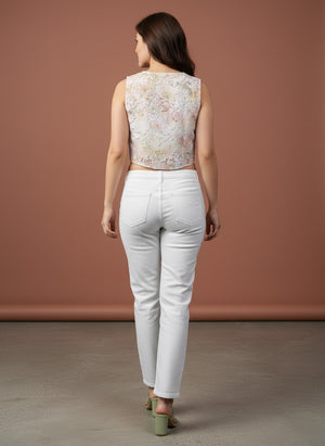 Women's Floral Embroidered Crop Top