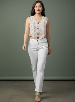 Women's Floral Embroidered Crop Top