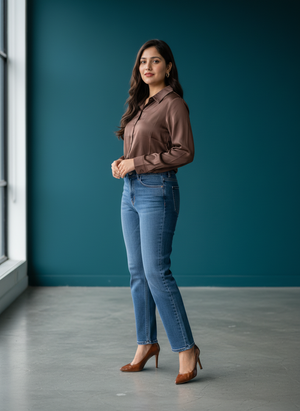 Women's Korean Satin Lace-Up Back Shirt