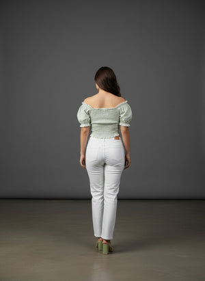 Women's Smocked Off-Shoulder Crop Top