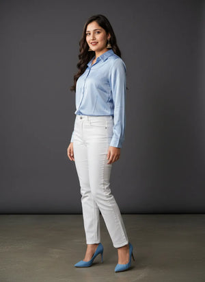 Women's Korean Satin Lace-Up Back Shirt