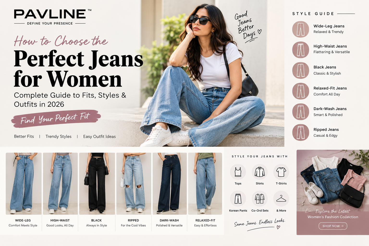 Best jeans for women in 2026 including wide-leg and high-waist jeans | Pavline