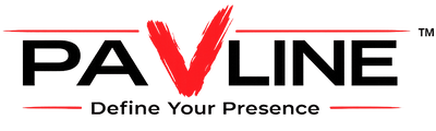 PAVLINE logo with a red stylized V over black text on a white background, with the tagline 'Define Your Presence' underneath.