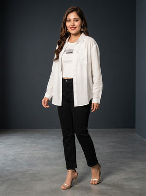 Relaxed Fit Overshirt with Back Pleat Detail