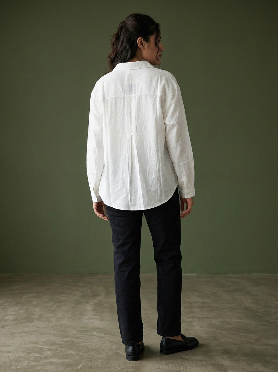 Relaxed Fit Overshirt with Back Pleat Detail