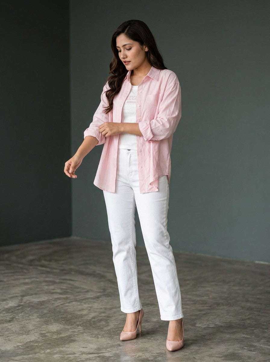 Relaxed Fit Overshirt with Back Pleat Detail