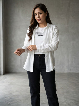 Relaxed Fit Overshirt with Back Pleat Detail
