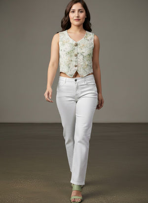 Women's Floral Embroidered Crop Top