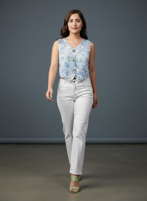 Women's Floral Embroidered Crop Top