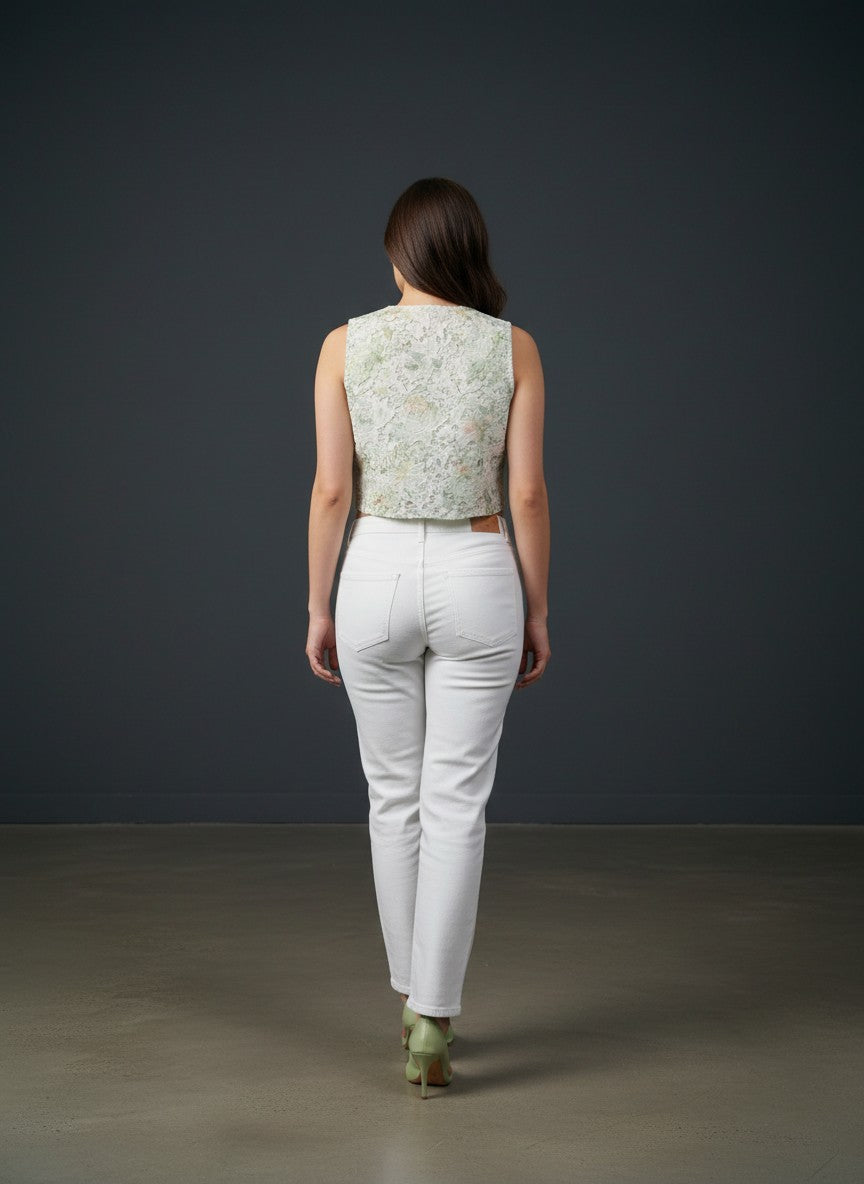Women's Floral Embroidered Crop Top