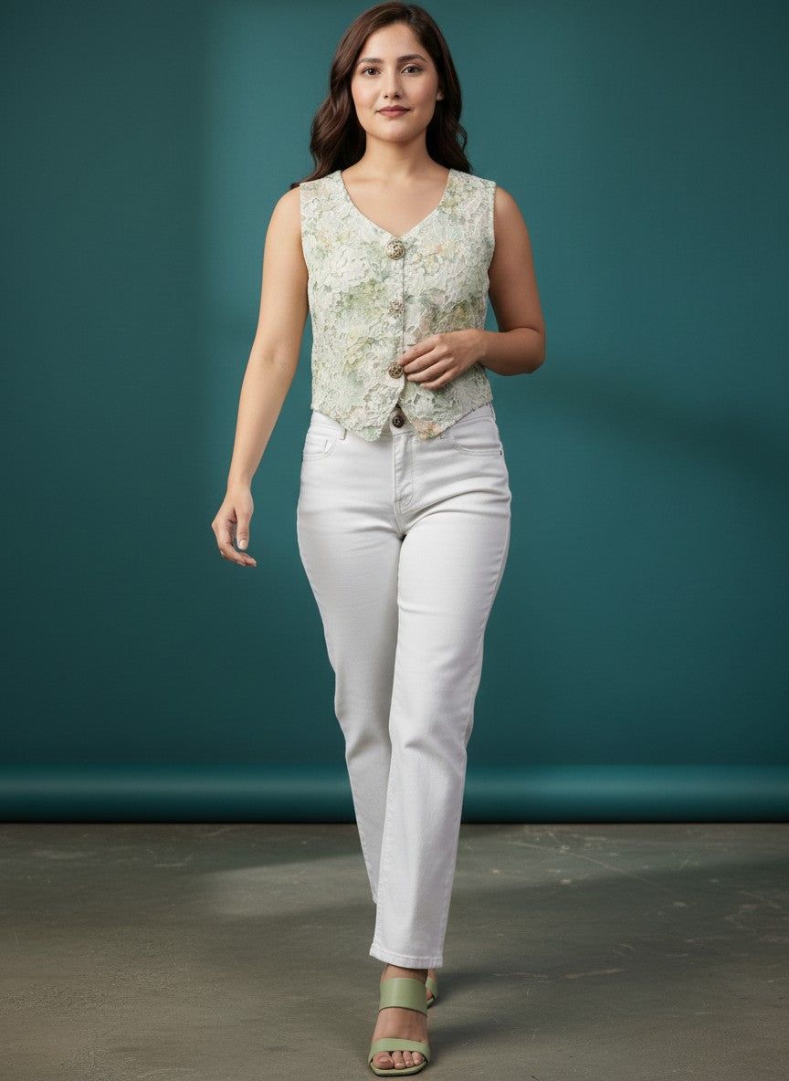 Women's Floral Embroidered Crop Top
