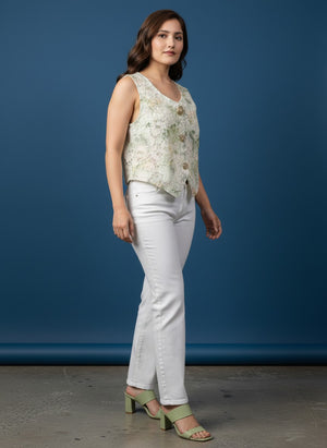 Women's Floral Embroidered Crop Top