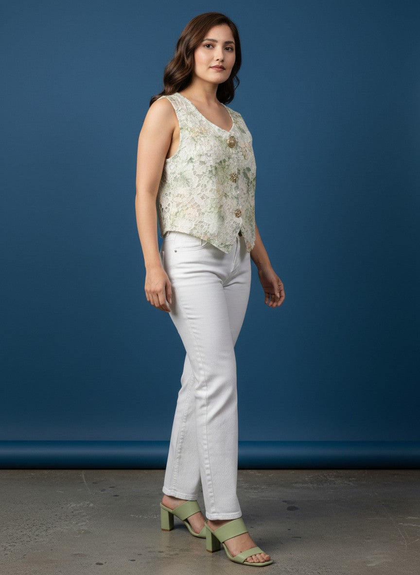 Women's Floral Embroidered Crop Top