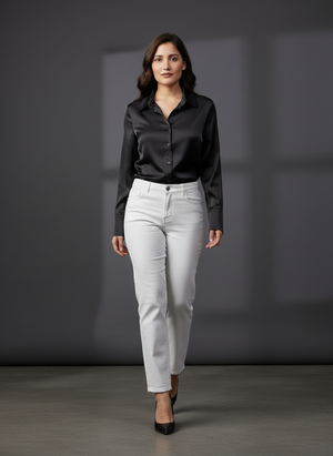 Women's Korean Satin Lace-Up Back Shirt