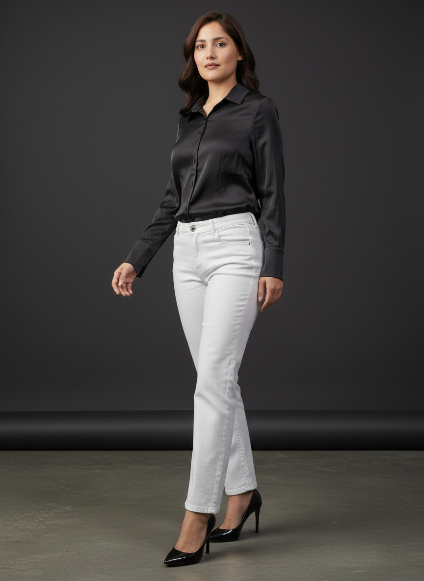 Women's Korean Satin Lace-Up Back Shirt