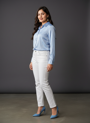 Women's Korean Satin Lace-Up Back Shirt