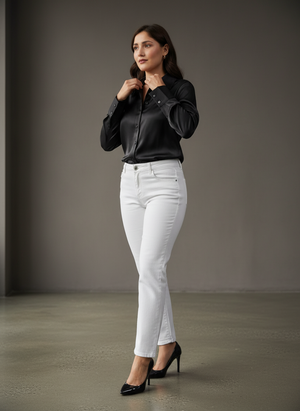Women's Korean Satin Lace-Up Back Shirt