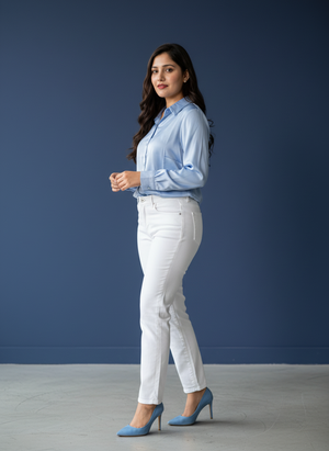 Women's Korean Satin Lace-Up Back Shirt