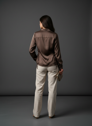 Women's Satin Side Tie Shirt