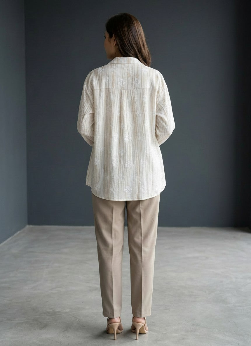 Women's Striped Embroidered Casual Shirt