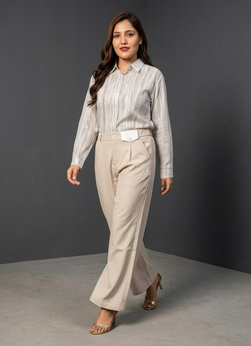 Women's Striped Embroidered Casual Shirt