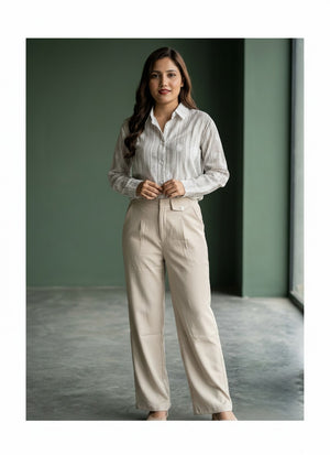 Women's Striped Embroidered Casual Shirt