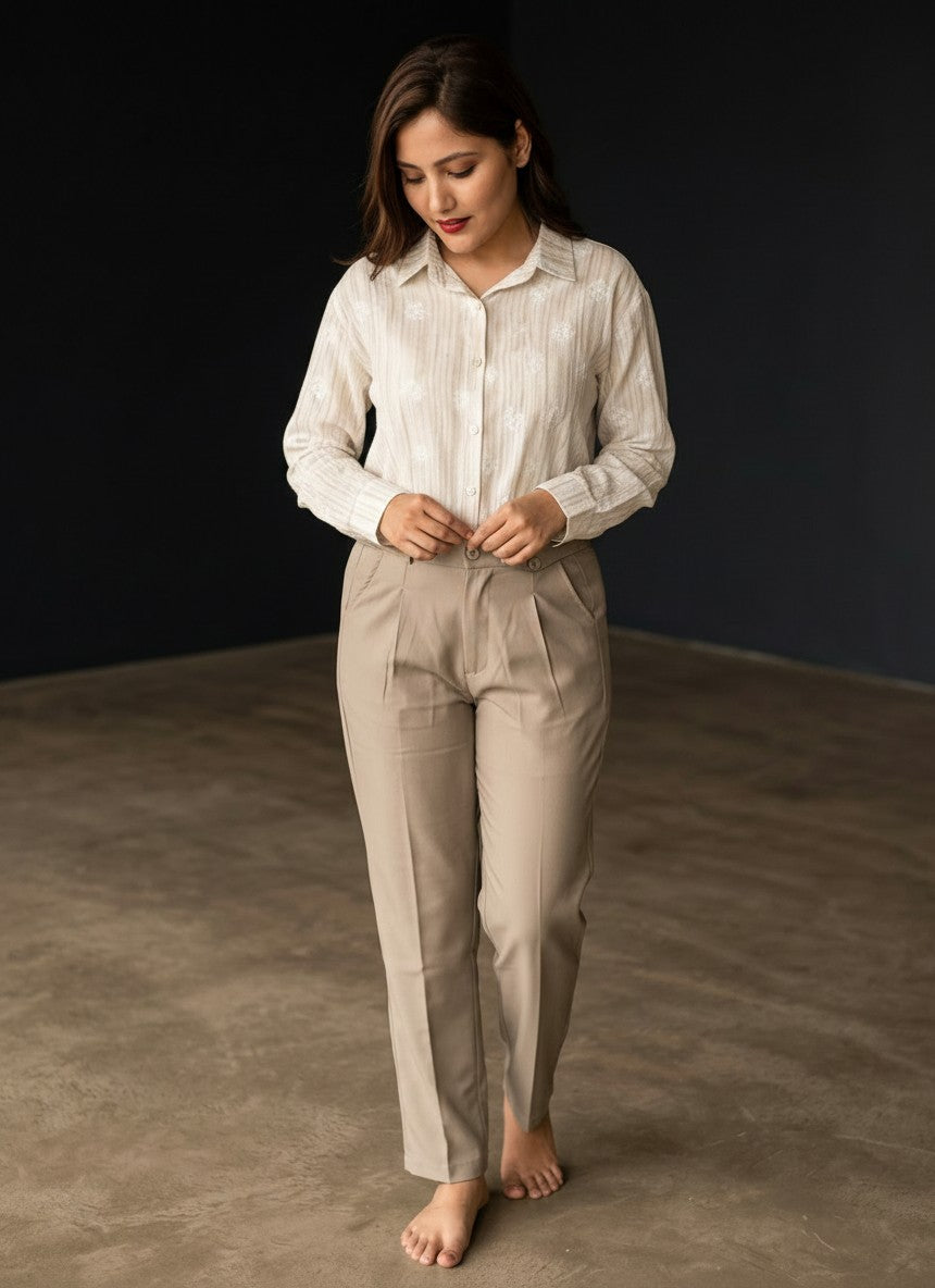 Women's Striped Embroidered Casual Shirt