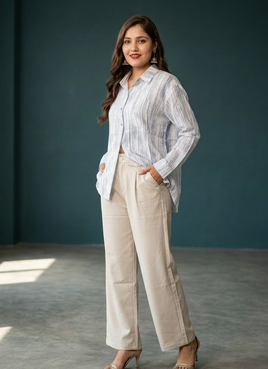 Women's Striped Embroidered Casual Shirt