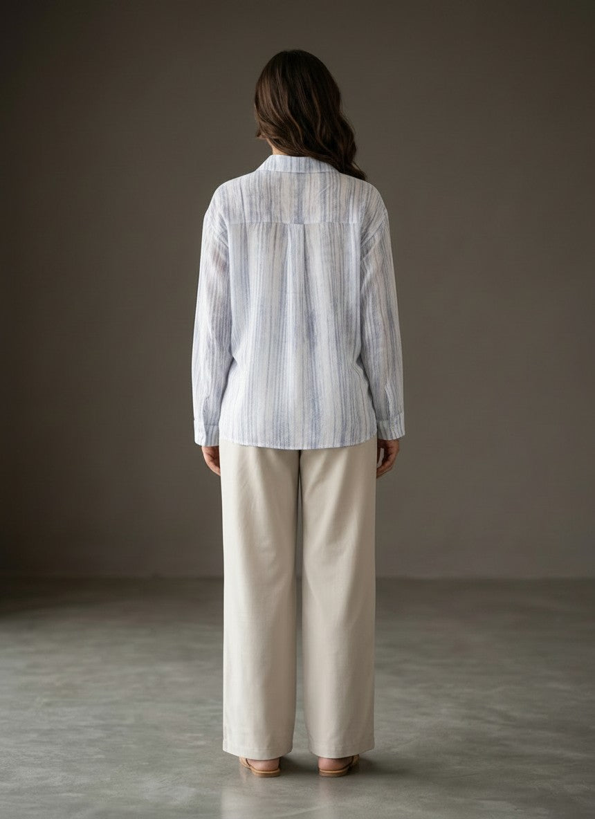 Women's Striped Embroidered Casual Shirt