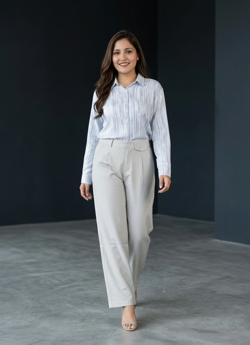 Women's Striped Embroidered Casual Shirt