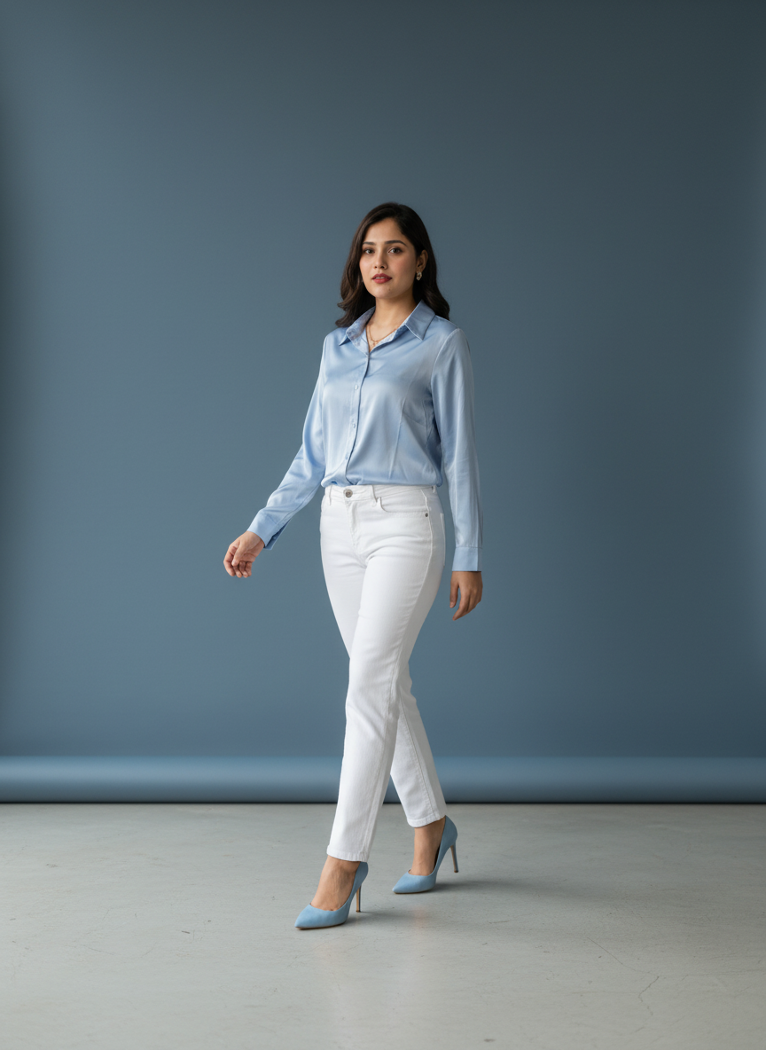 Women's Korean Satin Lace-Up Back Shirt