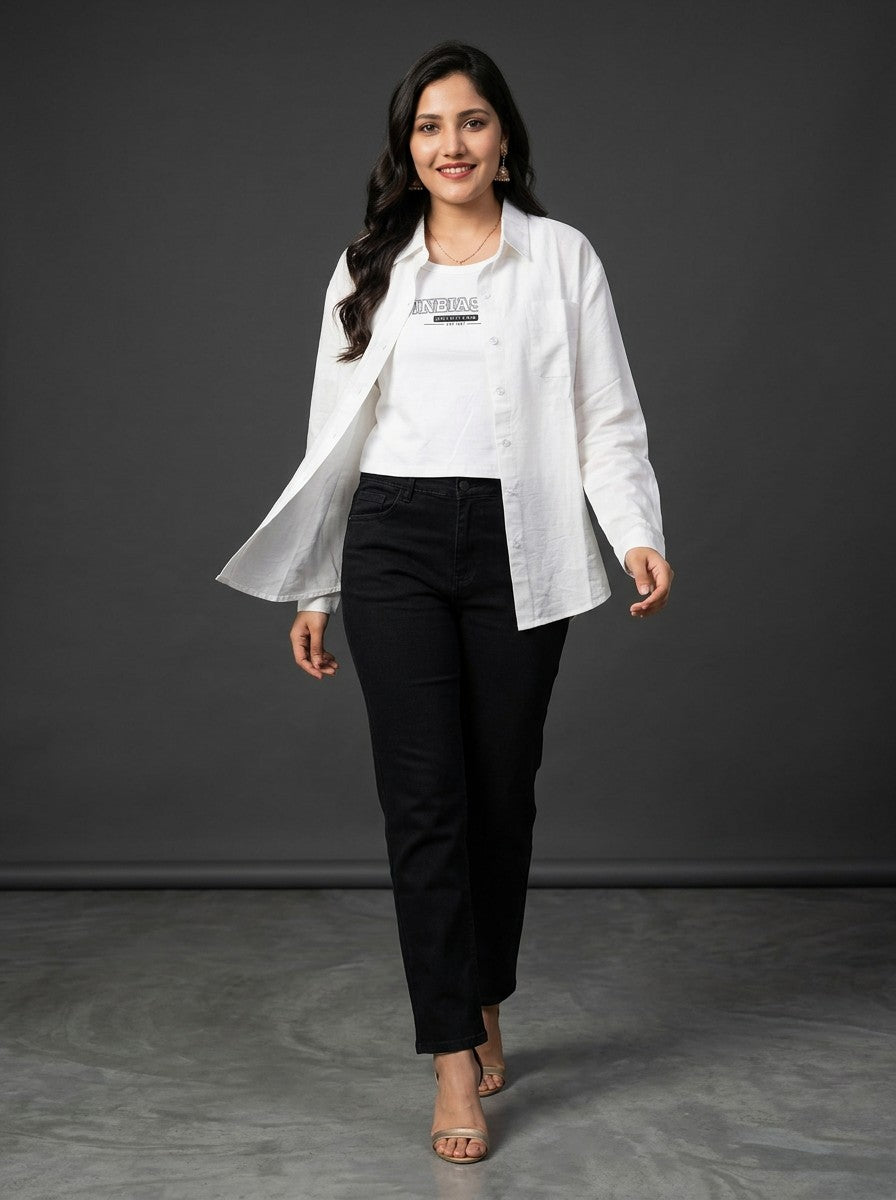 Relaxed Fit Overshirt with Back Pleat Detail