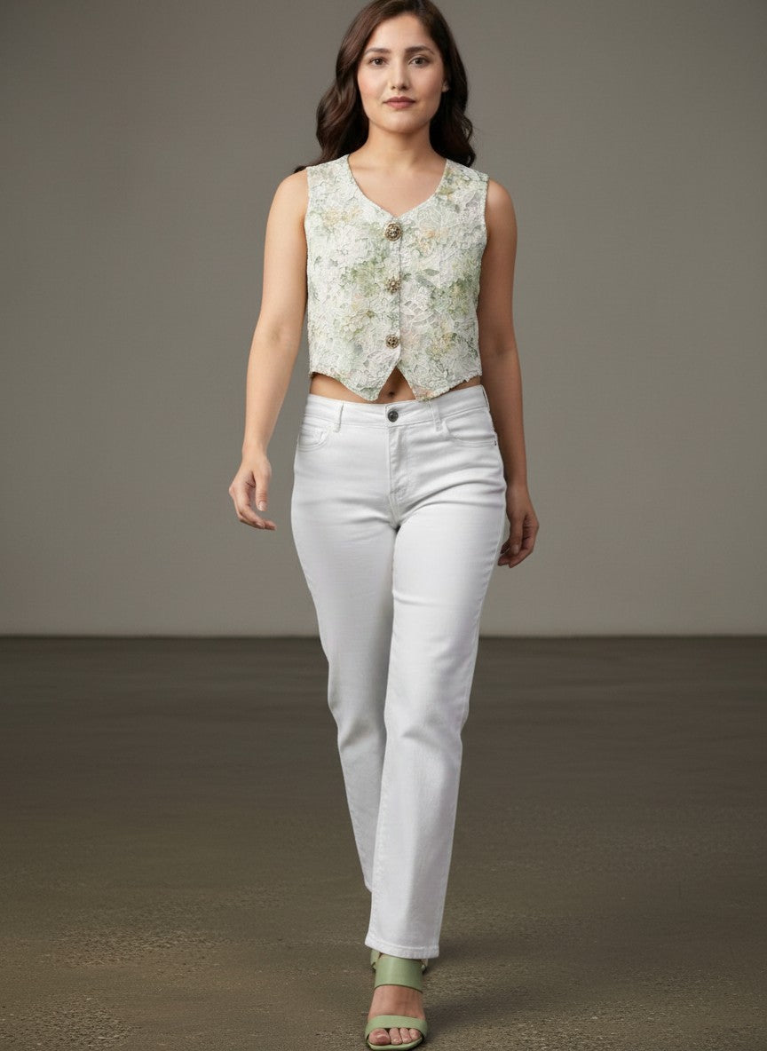 Women's Floral Embroidered Crop Top