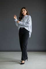 Women's  Striped Cotton Blend Casual Shirt