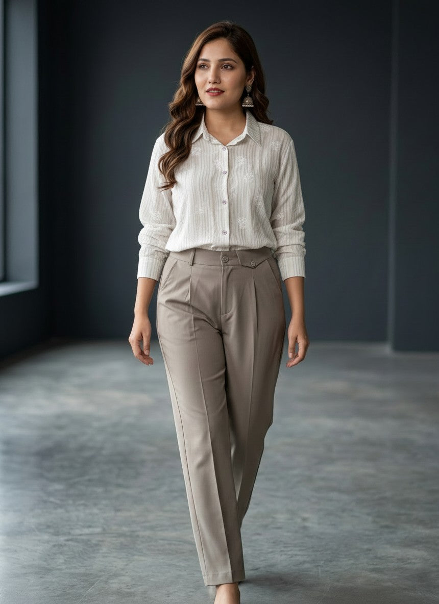 Women's Striped Embroidered Casual Shirt